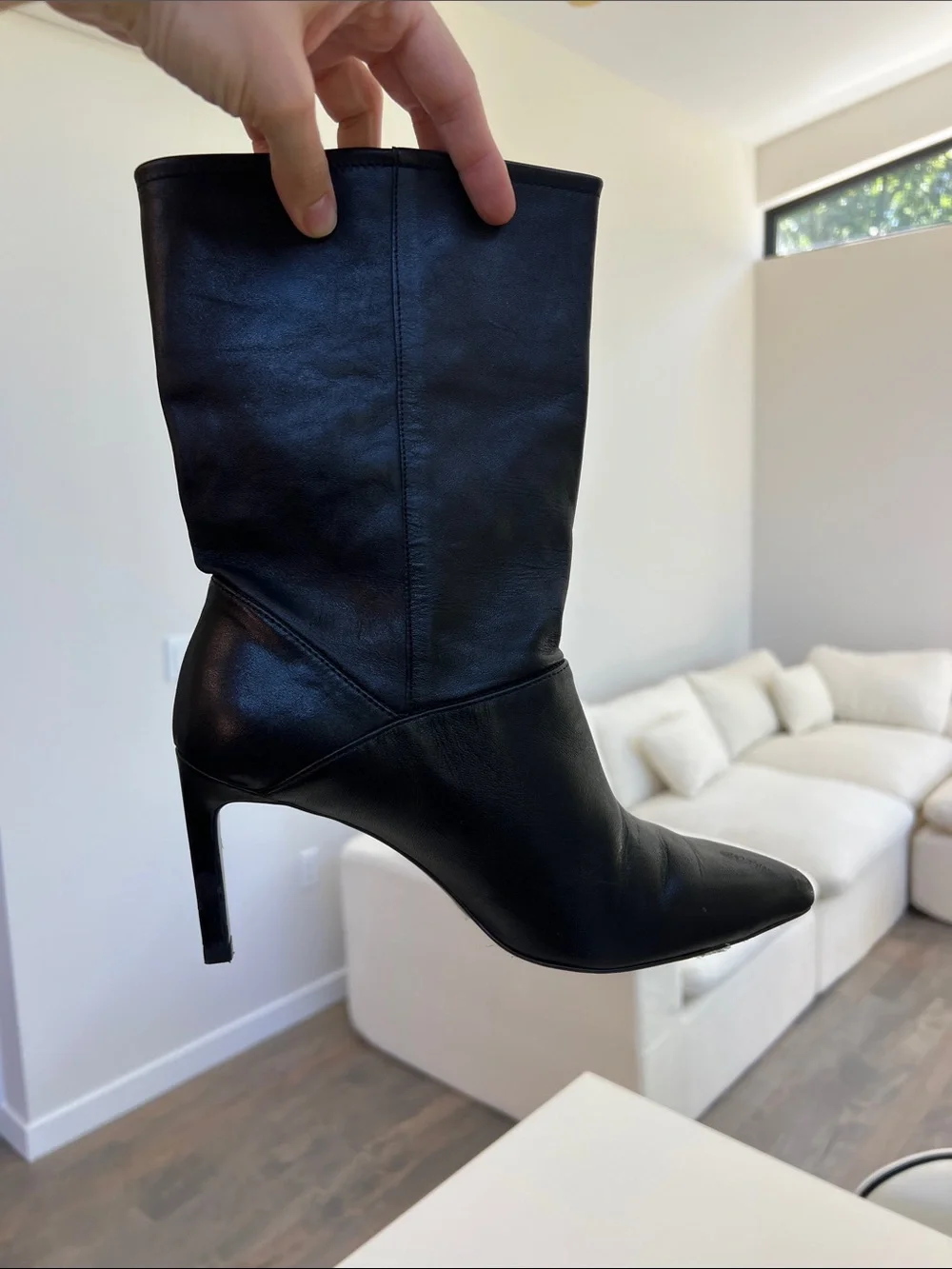 ALL SAINTS orlana black leather pointed toe ankle boots booties 8